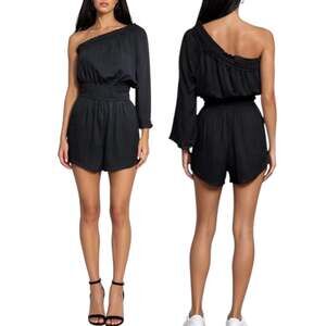 Le Lis Black One Shoulder Romper Size S